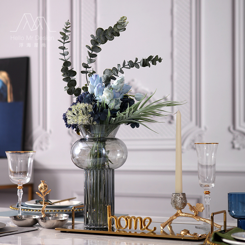 Eurostyle modern light extravagant glass vase emulated floral art package sample house Show central-like board room designer Decorative Flower Arranger
