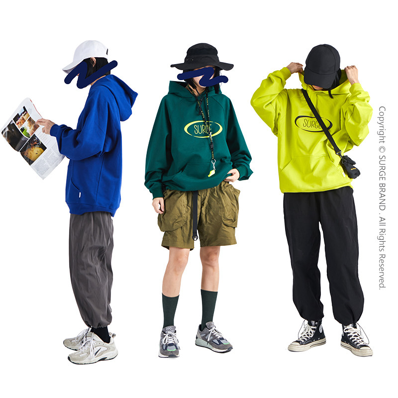 SURGE Basic Color Collection Contrast Print Hooded Sweatshirt