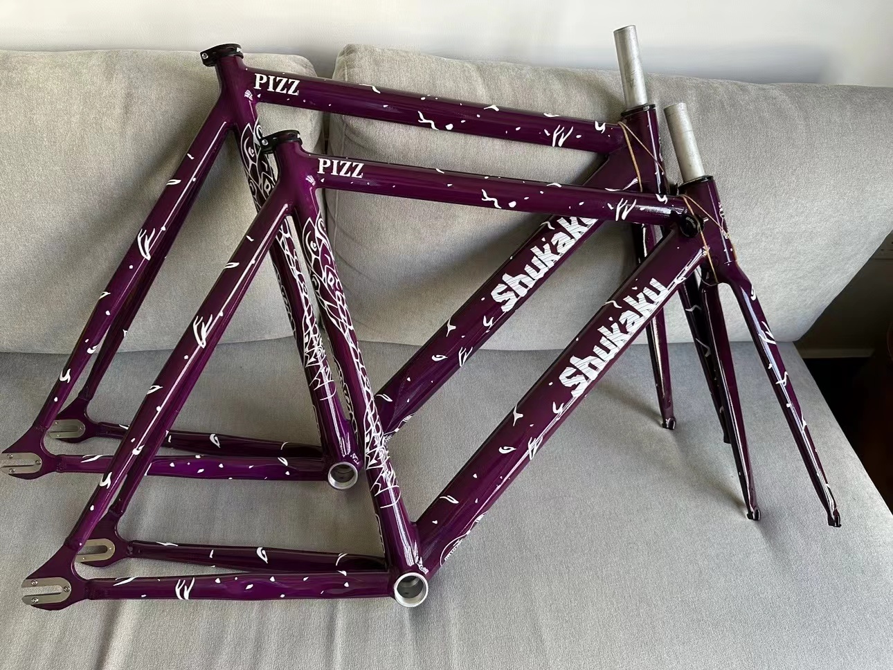 Pizz shukaku固定ギアフレーム、白い自転車フレーム - AliExpress