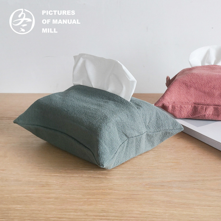 Japanese simple cotton linen fabric tissue cover wall-mounted tissue bag removable toilet paper storage tissue box car living room home