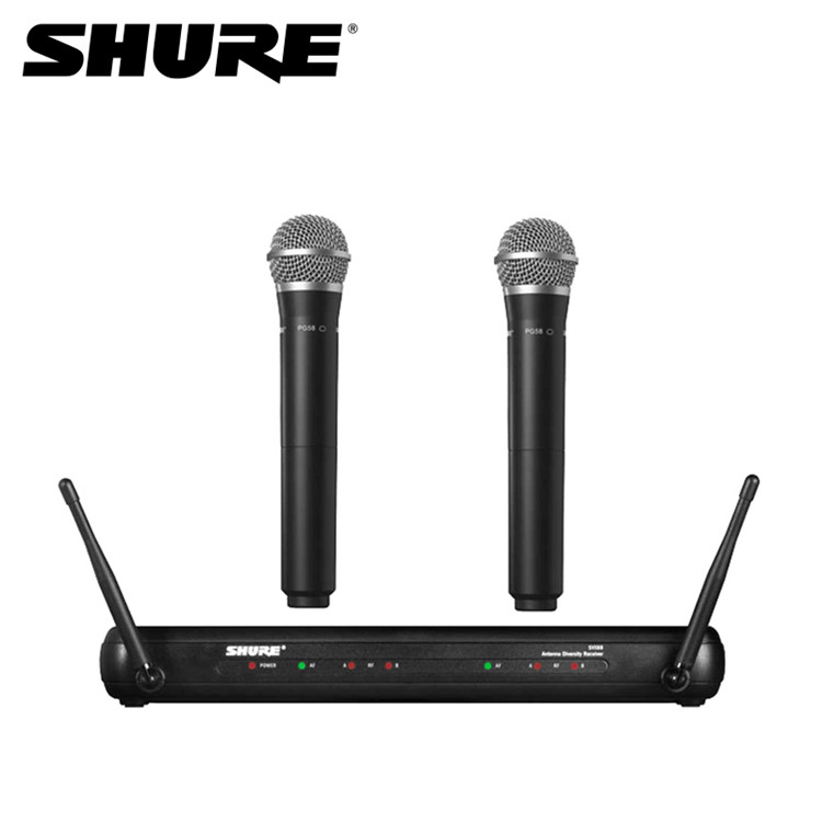 Shure SVX288 PG58 Dual Handheld Wireless Microphone Stage Performance One Support Two U Microphones