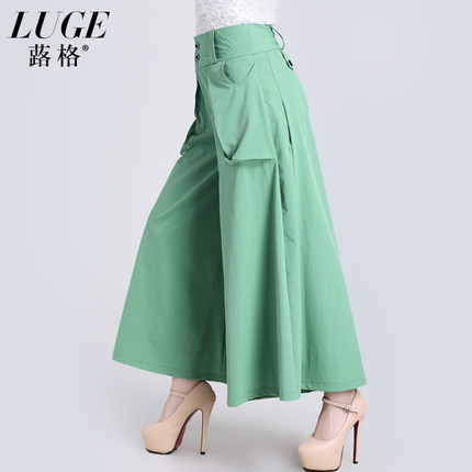 2018新款春夏阔腿裤女九分裤黑色宽松裙裤显