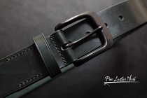 Horse reins belt handmade British JE dyed dark green horse reins belt Japanese pure copper worn black plated belt buckle