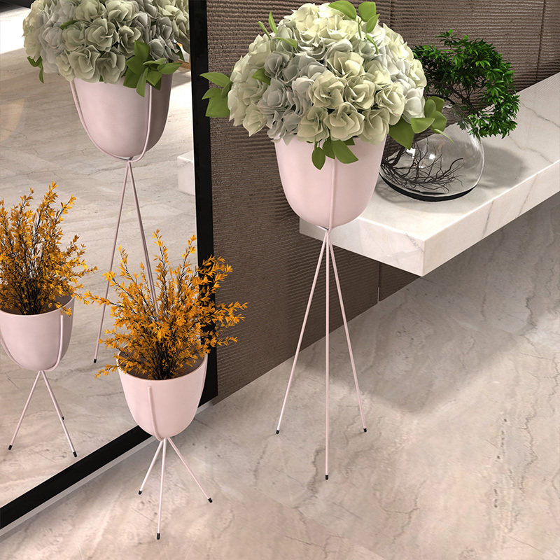 Nordic flower rack Multi-storey indoor bedroom Balcony storage Wrought iron living room space-saving flower pot Floor-to-ceiling gold lattice rack