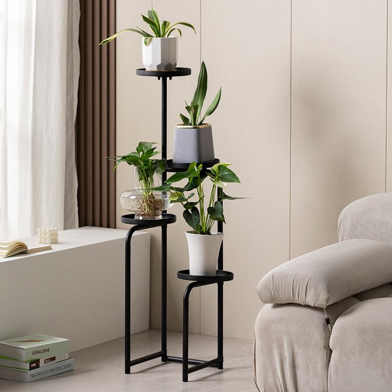 Nordic Flower Shelf Balcony Shelving Iron Art Flower Shelf Indoor Living Room Living-floor Swivel Gold Ge Creative Flower Pot Racks