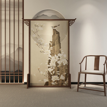 Chinese screen partition middle screen living room solid wood fabric hollow porch decorative painting mobile seat screen modern new Chinese style