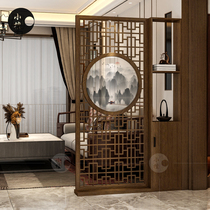 New Chinese partition shelf modern Chinese style solid wood porch cabinet screen partition living room hollow decoration can be customized