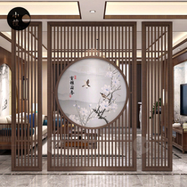 New Chinese screen partition living room solid wood porch hollow decorative partition wall Chinese partition screen through the top floor