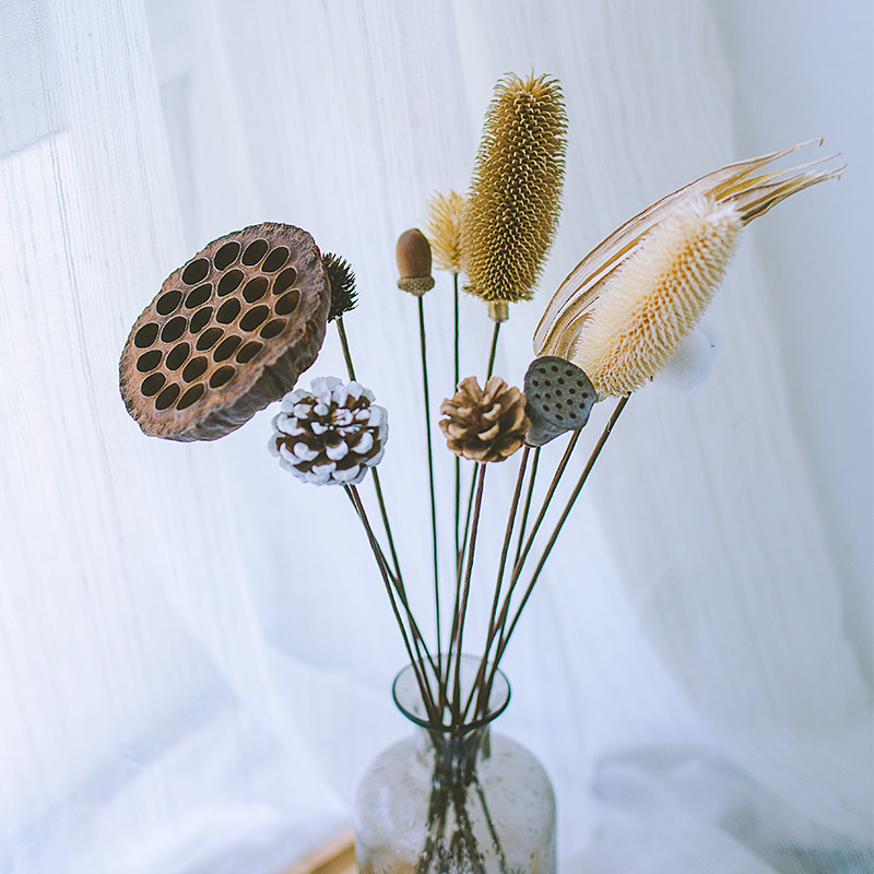 Kapok golden ball pine cone acorn handmade dried fruit Japanese Zen diy flower arrangement shooting props decoration