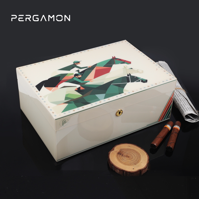 Pegamon Cigar Humidor Large Capacity 100-Cigar Storage Box with Cedar Wood Lining and Lacquered Finish Cigar Case Pegamon Cigar Humidor Large Capacity 100-Cigar Storage Box with Cedar Wood Lining and Lacquered Finish Cigar Case