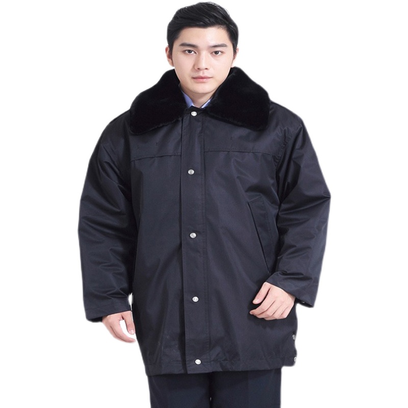 Long version of the security uniform in the winter thickened goat floss cotton coat in the winter thickened wool cotton coat with large clothes on duty