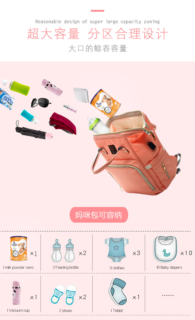 Ba lô nữ phiên bản Hàn Quốc đa năng dành cho bà mẹ và trẻ em Gói công suất lớn Bao Ma túi vải thời trang ra khỏi ba lô du lịch balo nữ đi làm