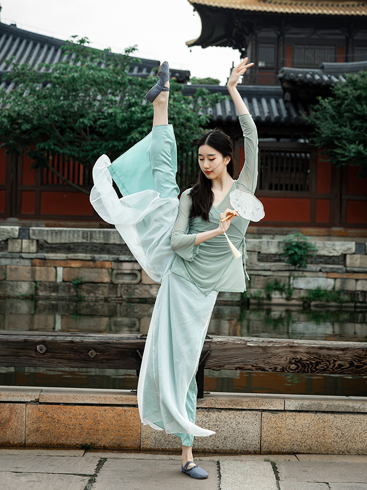 Classical dance wide-leg pants dance clothes women's summer modern dance pants loose and elegant slit Chinese dance practice pants yb2~