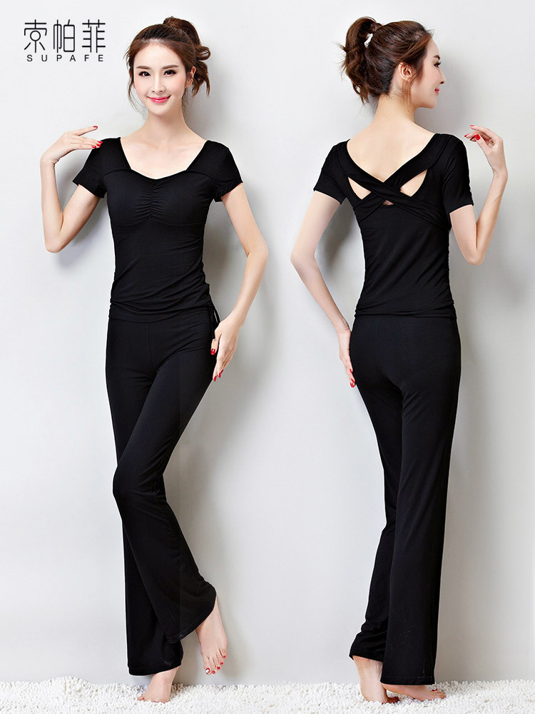 Dance practice suit suit female body gift instrument high-end black dancing pants training body Latin dance clothing clothes~