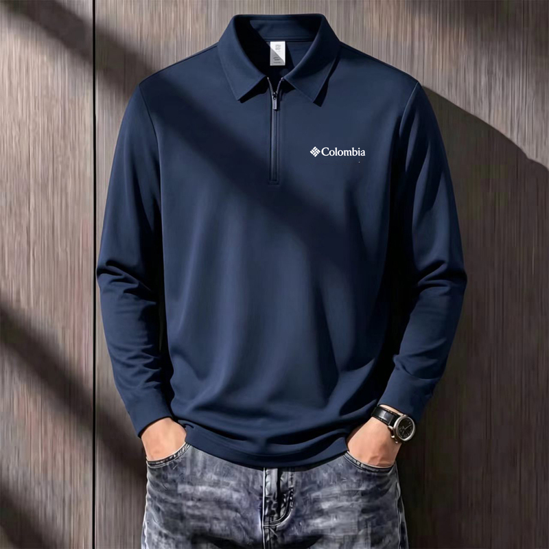Ole Autumn and Winter Thin Velvet Long-Sleeved Lapel Polo Shirt Men's Business Casual Sports Outdoor T-Shirt Base Layer