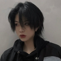 Wig short hair net red mullet head Korean version of handsome fashion fluffy wolf tail head for men and women short straight hair full head cover