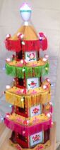  Buddhist supplies boutique embroidery LED colorful flash top layer colorful turn light Four-layer fixed pagoda canopy