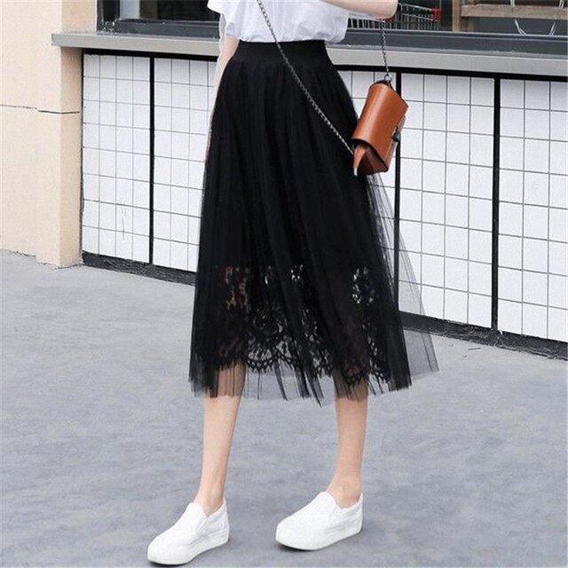 Spring, summer and autumn new mesh skirt, mid-length high-waisted mesh skirt for schoolgirls, all-match skirt for small people, new Chinese style skirt