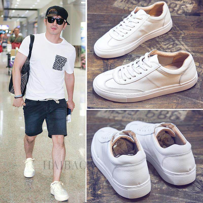 Tide Cards Genuine Leather Small White Shoes Men's Korean Version Lovers Casual Board Shoes 2022 Spring Models New Women's Shoes Trends 100 Hitch Shoes