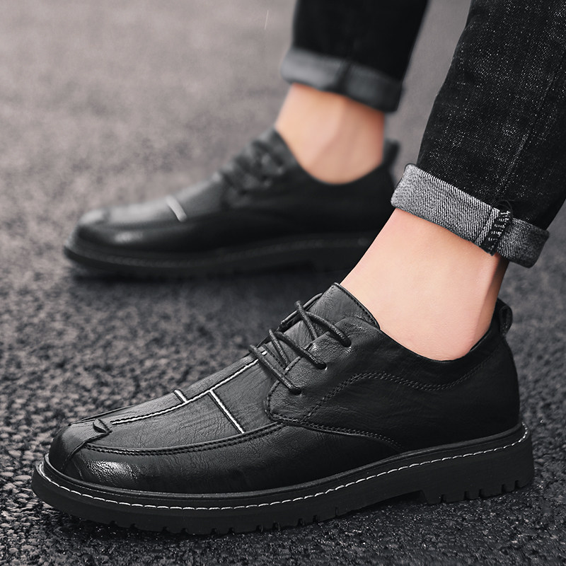 Leather shoes men's casual shoes 2021 autumn new trend business men's lace-up soft bottom England Joker leather men's shoes