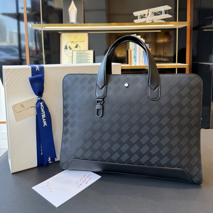 Genuine German Montblanc Briefcase Suitable for Men's Business Computer Bags, Classic Style Handbag Made of First-Layer Cowhide