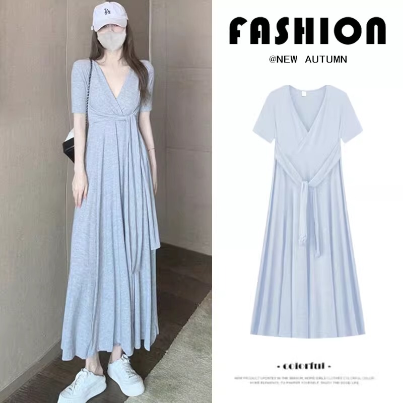 Maternity Wear Summer Dress 2026 New Style French Loose Modal Strappy Short-Sleeved Long Dress Summer Maternity Dress