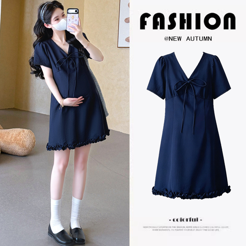 Maternity Dress 2026 New Style French Style Outfit for Petite Pregnant Women with Lace Splicing Short Skirt Summer Maternity Dress Maternity Dress 2026 New Style French Style Outfit for Petite Pregnant Women with Lace Splicing Short Skirt Summer Maternity Dress