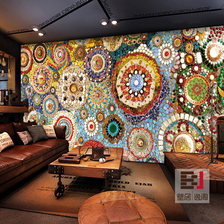 3d ethnic style bohemian wallpaper cobblestone mural bar corridor background wall decoration wall covering seamless custom