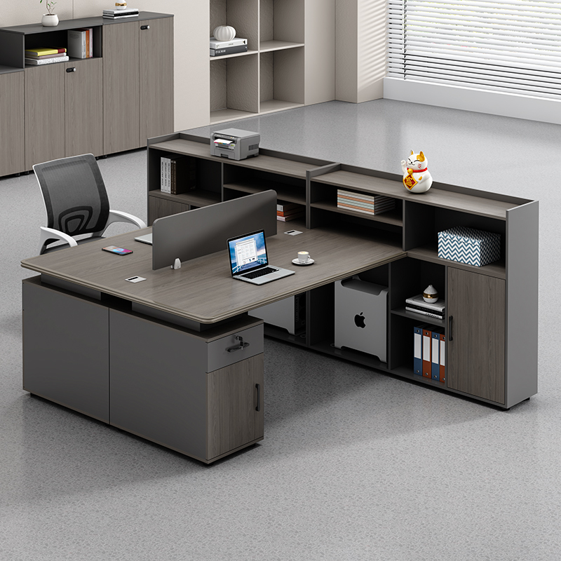 Office Desk with Aluminum Alloy Desktop, Staff Computer Desk, Double-Person Facing Screen Partition Workstation Cubicle Desk
