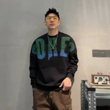 Демисезонный лонгслив, куртка, круглый воротник, в американском стиле, оверсайз