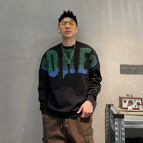 Демисезонный лонгслив, куртка, круглый воротник, в американском стиле, оверсайз