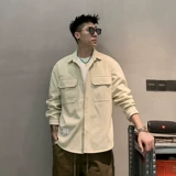 Осенний однотонный лонгслив, рубашка, куртка для отдыха, высокий воротник, в американском стиле