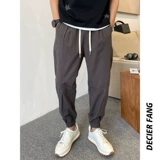 Летние тонкие черные мужские штаны для отдыха, оверсайз