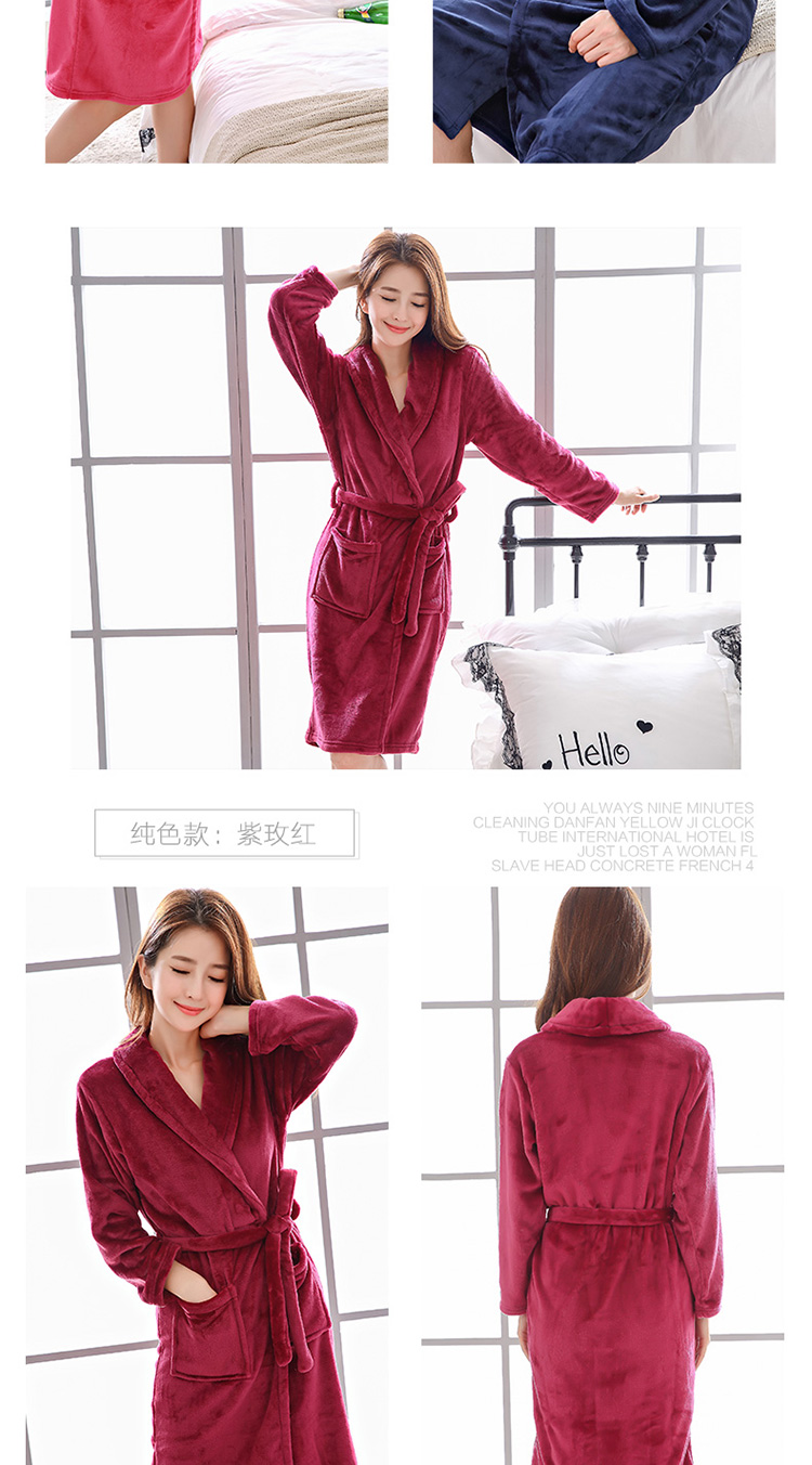 Áo ngủ nữ mùa đông san hô nhung dày dày màu đen dịch vụ nhà mùa thu đồ ngủ nam flannel áo choàng tắm đôi áo choàng tắm áo ngủ đẹp