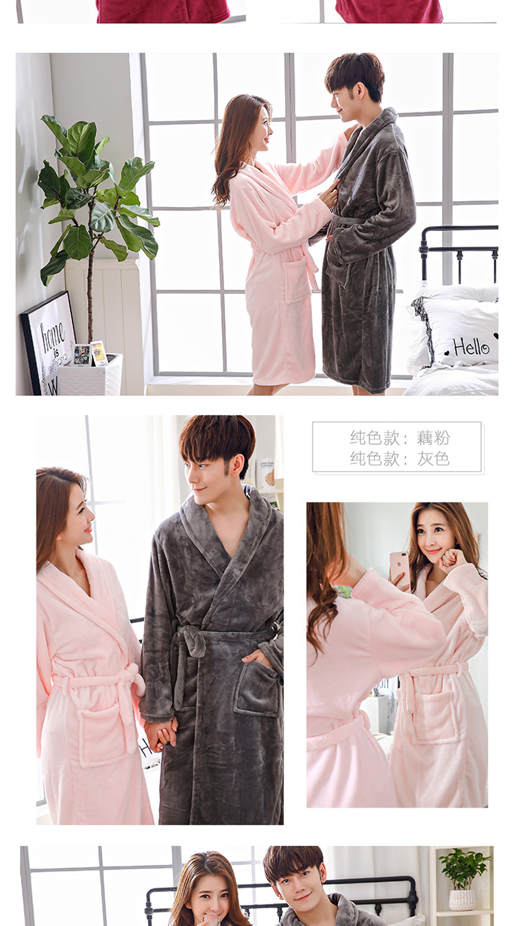 Áo ngủ nữ mùa đông san hô nhung dày dày màu đen dịch vụ nhà mùa thu đồ ngủ nam flannel áo choàng tắm đôi áo choàng tắm áo ngủ đẹp