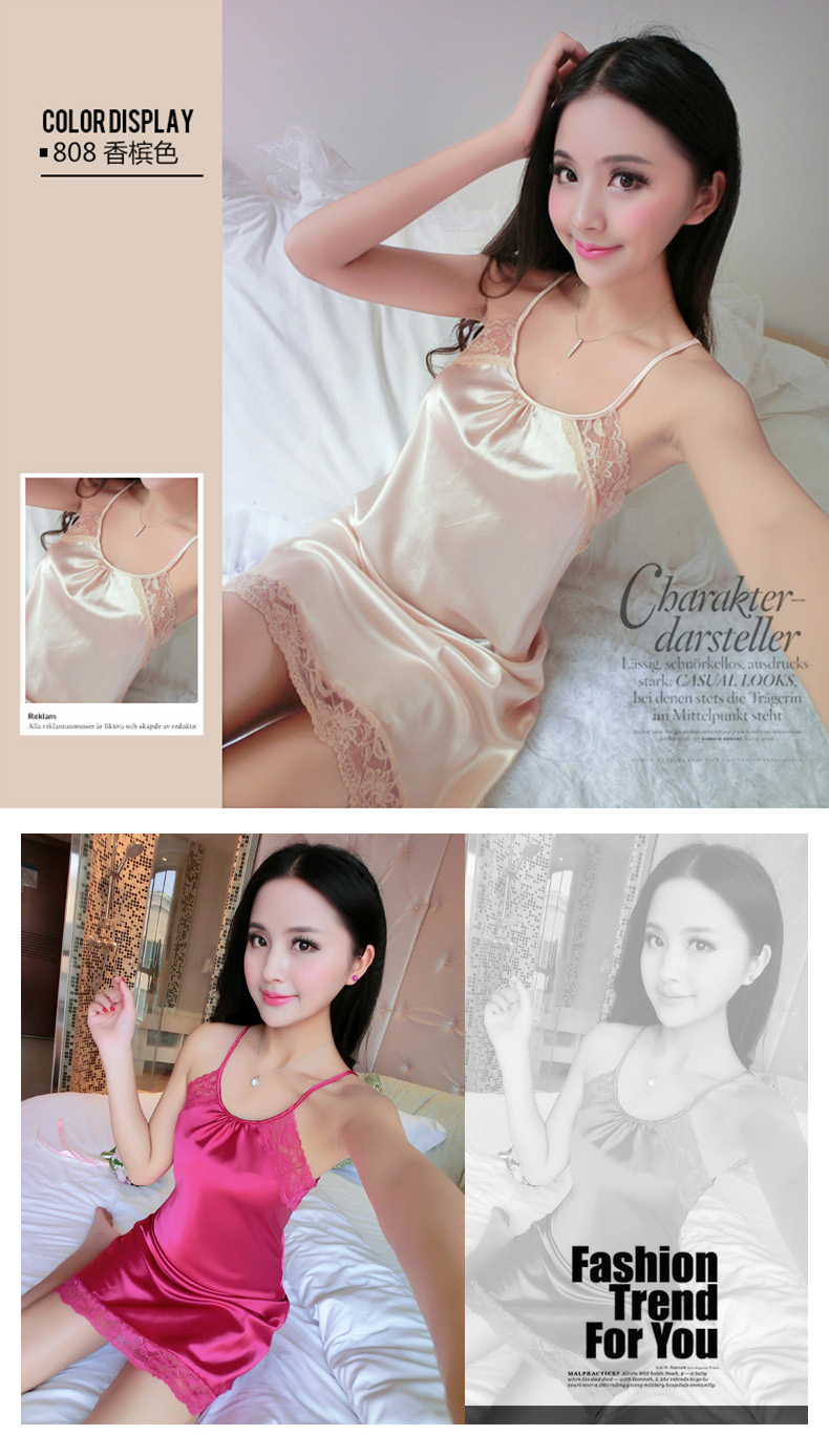 Đồ ngủ gợi cảm nghi ngờ váy ngủ nữ mùa hè lụa nhà dịch vụ băng lụa vui vẻ trong chiếc váy ngắn không tay kích thước lớn cực kỳ cám dỗ shop váy đẹp