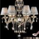 Simple Modern Cognac-Colored Candle Crystal Chandelier with Lampshade for Bedroom, Living Room, Dining Room, Clothing Store Lighting Fixtures