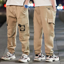 Boys autumn thin trousers 2021 new childrens wear autumn slacks overalls pants in big childrens sports pants tide