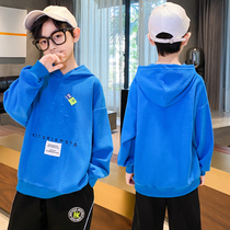 Boys autumn clothes foreign-style hooded clothes children 2021 new boys spring and autumn base shirt big children casual top