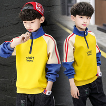 Boys autumn dress foreign style long sleeve T-shirt 2021 new middle school children Spring and Autumn base shirt boy sweater foreign air tide