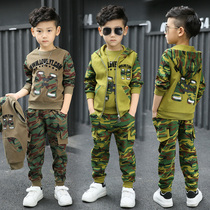 Boys  autumn camouflage suit 2021 new childrens spring and autumn childrens vest three-piece set baby foreign style tide clothes