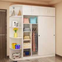  Wardrobe sliding door Simple modern 2 doors wooden assembly sliding door simple plate combination large wardrobe Solid wood wardrobe