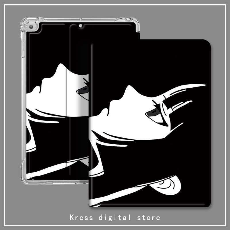 Two-dimensional girl 2020 new iPad8 protective cover 10 2 with pen slot air4 3 2 1 airbag 17 18 new 9 7 inch tablet pro11 three-fold m