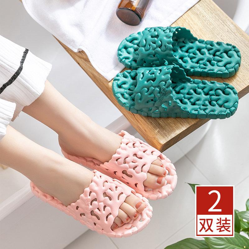 Buy one send a bathroom slippers female summer home indoor bathing hollowed-out speed dry anti-slip domestic cool slippers