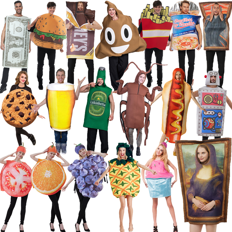 Halloween Fruit-Themed Party Banana Beer Hot Dog Watermelon Burger Funny Cartoon Character Singles' Day Costume