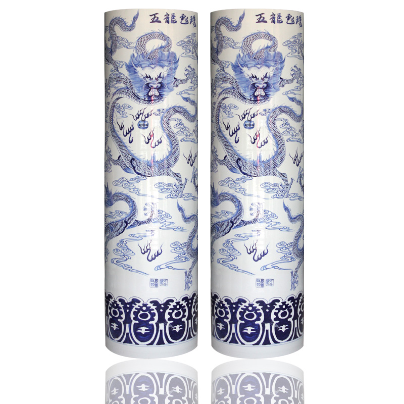 Jingdezhen ceramic floor big vase hand - made wulong play pearl quiver furnishing articles e142 antique Chinese style living room decoration