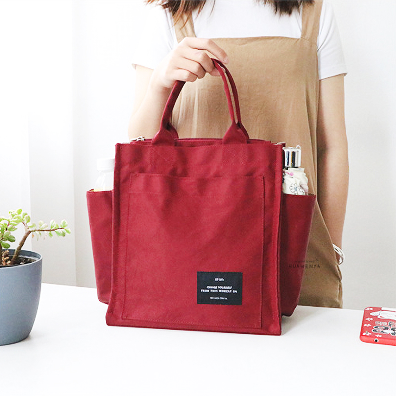 Japanese-style large-capacity canvas bag handbag bento bag lunch box bag mommy bag out to pack lunch box handbag large