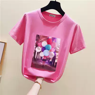 Tide brand short sleeve T-shirt female 2021 summer new Korean version of loose cotton Joker half sleeve foreign pie top base shirt