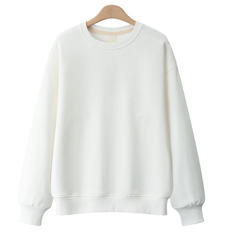 Tide card plus suede thickened round collar thick cotton T woman 2022 Spring new pure color Korean version loose sleeve head white blouse