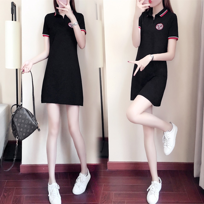 Tide brand 2022 summer new Korean version polo collar dress women's casual sports skirt straight T-shirt skirt